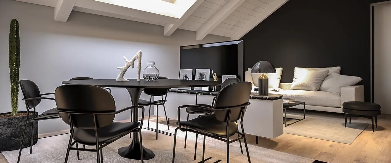 Rendering di un sala da pranzo di Residenze Borroni